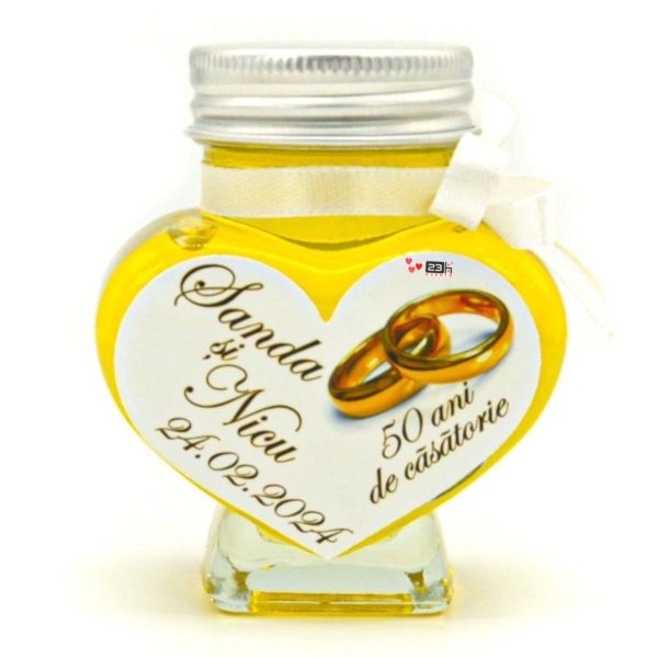 Marturii dulci cu miere 50 ani de casatorie, model handmade Iubire - alb, borcan 90 gr - DSBC402001