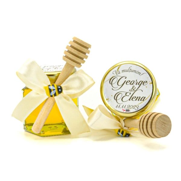 Mărturii dulci cu miere, model Aventură, culoare crem, borcan 50 gr – DSBC402003