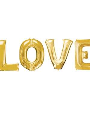 Set 4 baloane aurii din folie – LOVE – ILIF402013