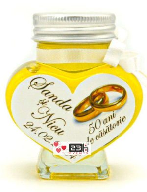 Marturii dulci cu miere 50 ani de casatorie, model handmade Iubire – alb, borcan 90 gr – DSBC402001