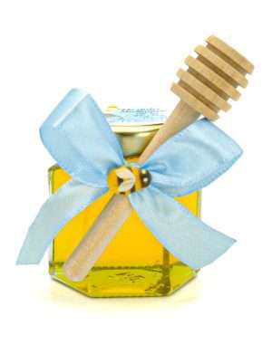 Mărturii dulci cu miere, model Aventură, culoare bleo – Papucei, borcan 50 gr – DSBC402002