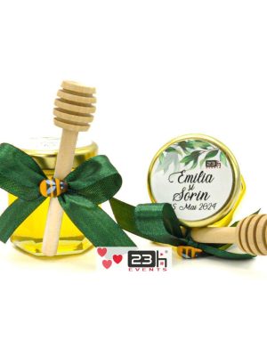 Mărturii dulci cu miere, model Aventură, nunta verde, borcan 50 gr – DSBC402007