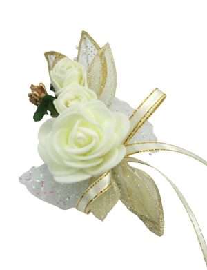 Cocarda de pus in piept cu flori de spuma, auriu – ILIF403022