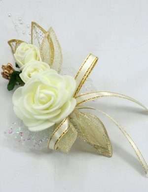 Cocarda de pus in piept cu flori de spuma, auriu – ILIF403022