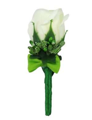 Cocarda de pus in piept cu trandafir de sapun, alb&verde ILIF403031 (1)