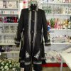 Haina de dama cu cordon, stofa brodata, croita in Romania, negru alb LLDJ403016 (4)