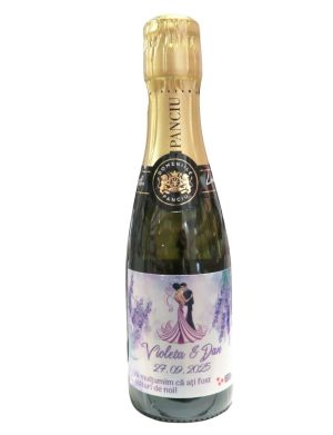 Marturie nunta, Sticluta Vin Spumant – Lavanda Mov, personalizata – ALIF403039