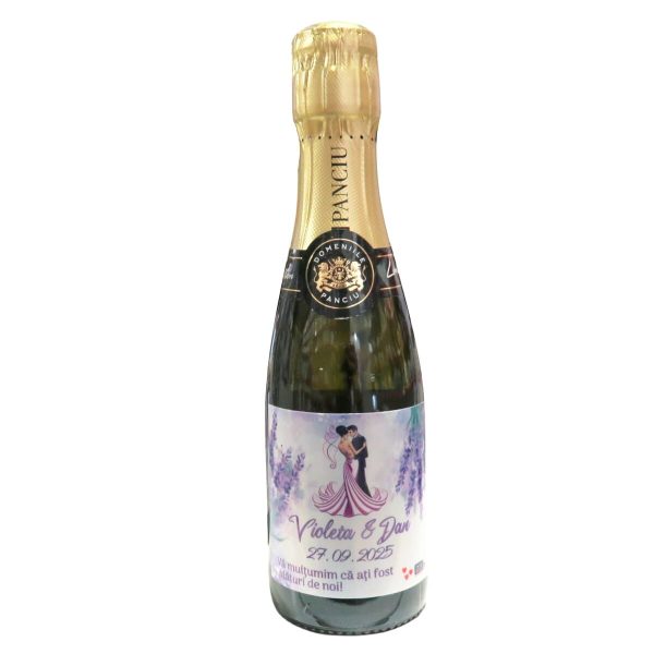Marturie nunta, Sticluta Vin Spumant - Lavanda Mov, personalizata - ALIF403039