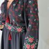 Rochie dama, din bumbac 100% de calitate superioara, brodata cu motive traditionale, negru rosu verde LLDJ403026
