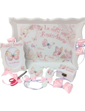 Set Tavita Mot (turta), Fluturi, 7 piese, personalizat – DSPH403002
