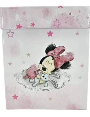 Cutie dar (bani) botez, nepersonalizata, design roz cu Minnie mouse, dim. 21x21x26 cm – MIBC403003
