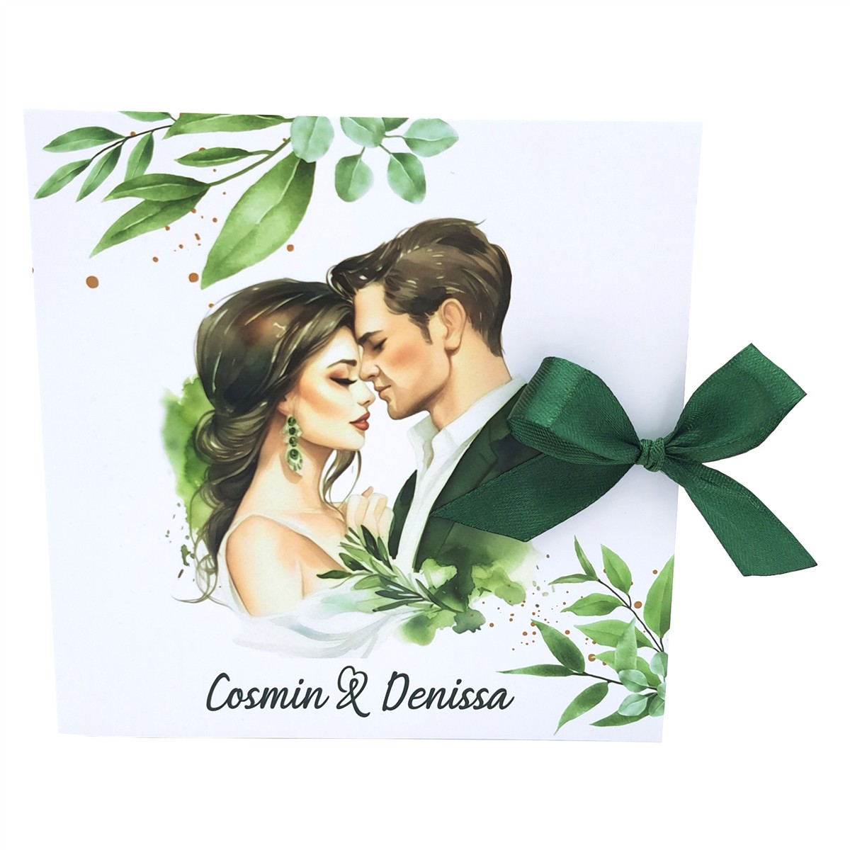 invitatie nunta nunta personalizat frunze verde miri cuplu botanic 3