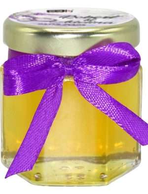 Mărturii dulci cu miere, handmade Iubire, borcan 50 gr, personalizare lavanda mov – DSBC403001