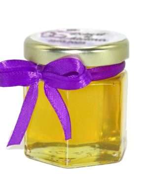 Mărturii dulci cu miere, handmade Iubire, borcan 50 gr, personalizare lavanda mov – DSBC403001