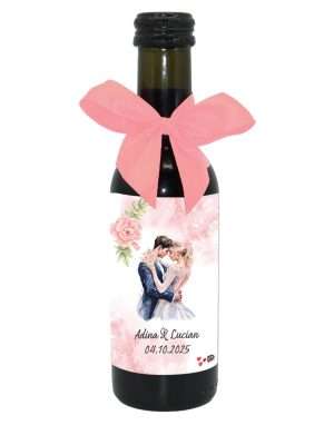 Marturie nunta, Sticluta de Vin personalizata & fundita, Fuzzy Pink ILIF404007