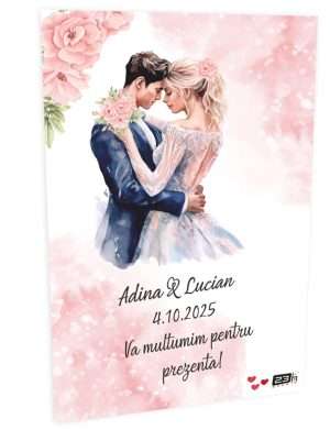 Marturie nunta personalizata, magnet frigider 10x15cm, Fuzzy Pink – ILIF404001