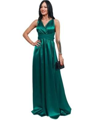 Rochie versatila lunga cu bretele din tulle, verde smarald – ACD404059