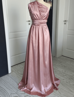 Rochie versatila lunga cu perle, roz prafuit – ACD404067
