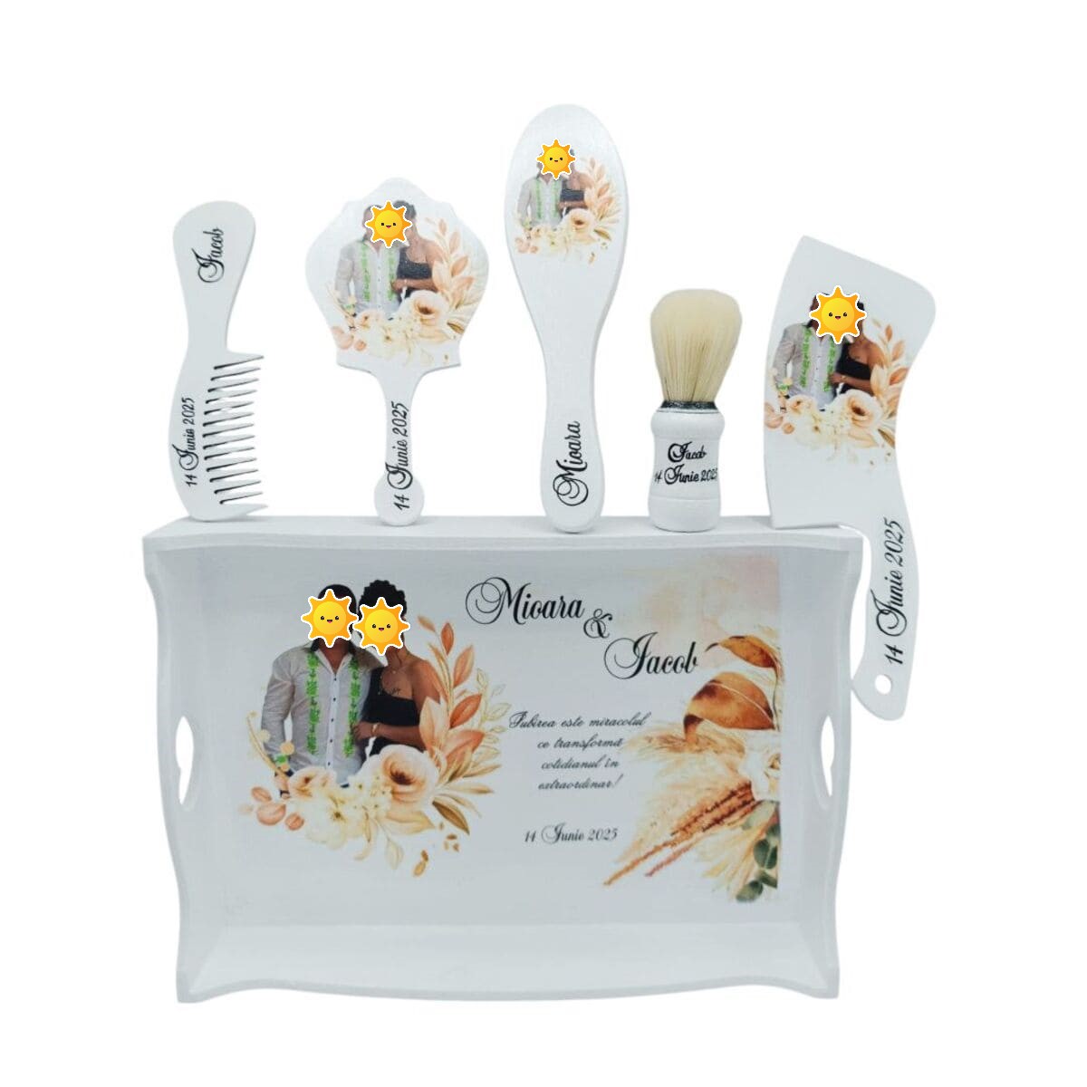 Set 2in1 Gatit Mireasa si Mire model personalizat cu fotografia mirilor 6 piese FEIS404016 1 1
