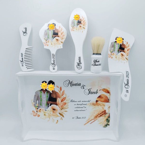 Set 2in1 Gatit Mireasa si Mire, model personalizat cu fotografia mirilor, 6 piese - FEIS404016 - imagine 2
