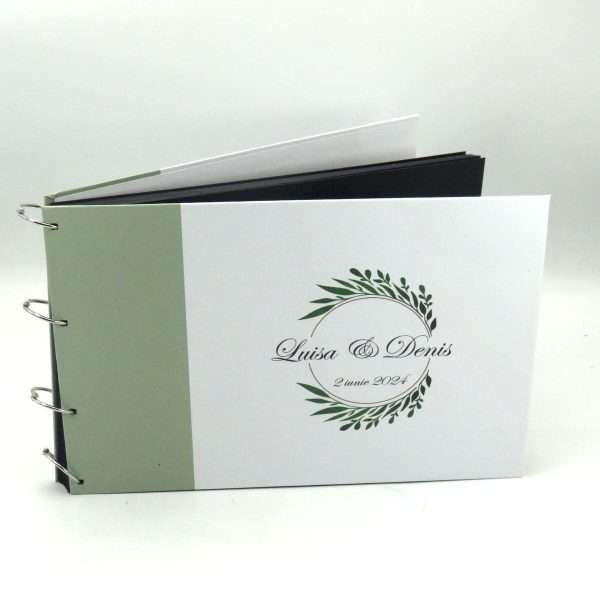 Guest Book personalizat carte mesaje invitati, model cu verde si file negre ILIF406005 (2)