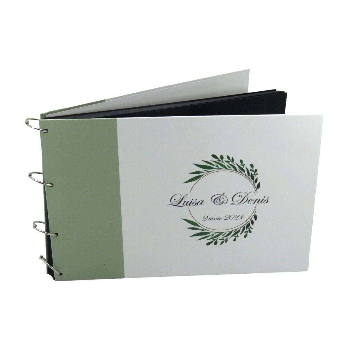 Guest Book personalizat carte mesaje invitati, model cu verde si file negre ILIF406005 (3)
