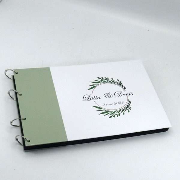 Guest Book personalizat carte mesaje invitati, model cu verde si file negre ILIF406005 (5)