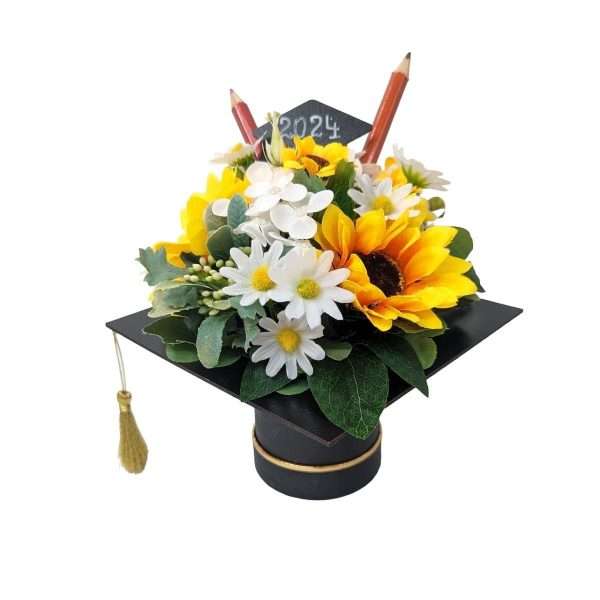 Tocă decorată cu flori de matase, galben DSPH405019 (1)