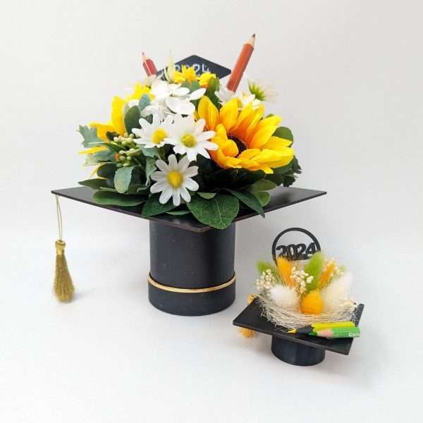Tocă decorată cu flori de matase, galben DSPH405019 (3)