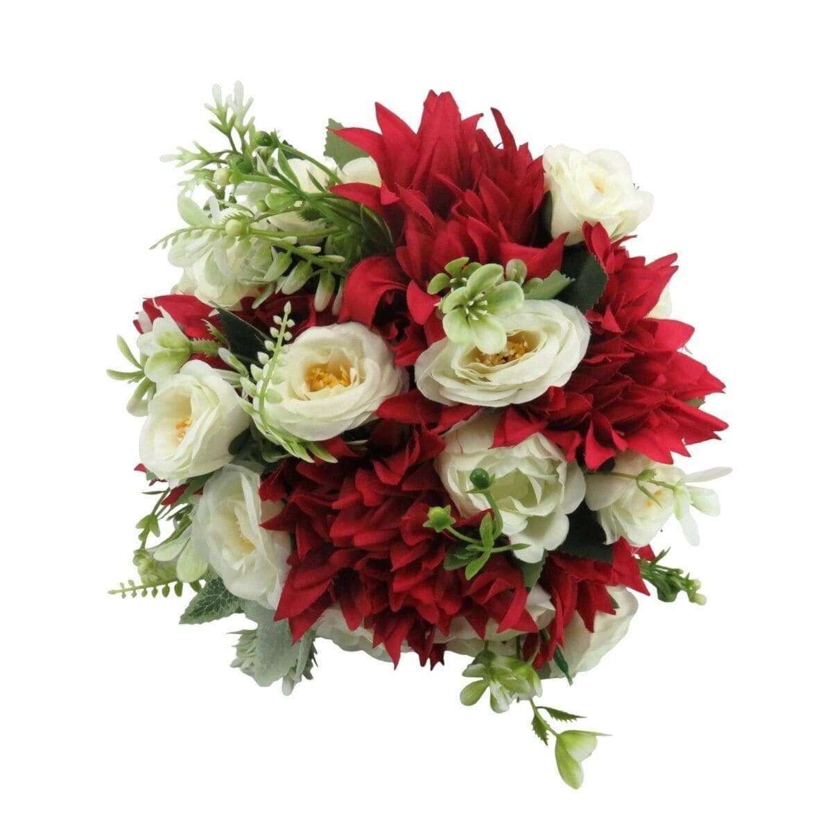 Buchet mireasanasa cu flori de matase, rosu & alb – ILIF406020 (1)