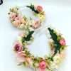 Coronita din flori de matase, alb roz m3 FEIS406008 (2)
