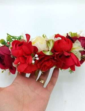 Coronita din flori de matase, rosu – FEIS406009