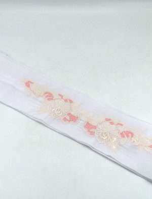 Esarfa dezgatit mireasa, model traditional ivory-roz- ILIF406027