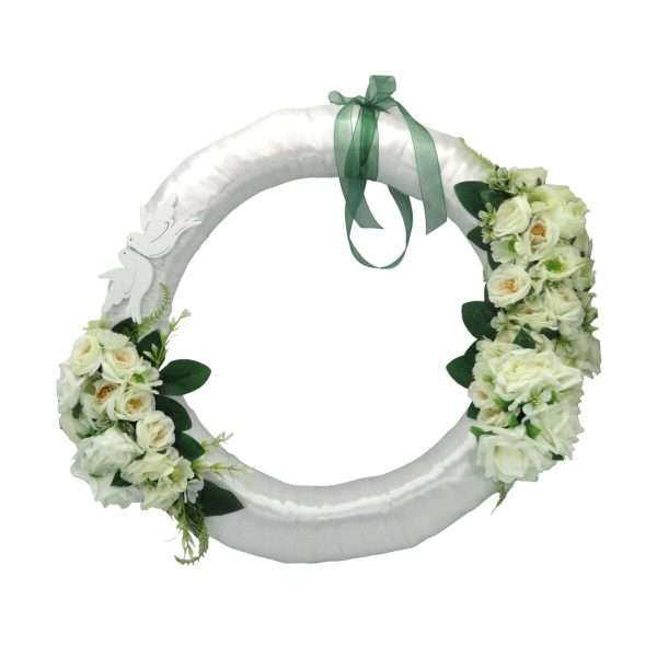 Ornament handmade pentru usa, coronita cu flori de matase ILIF406026 (1)