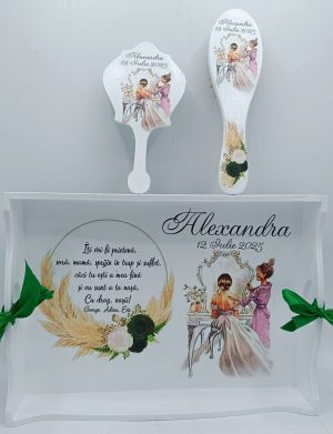 Set Gatitul Miresei, Frunze Verzi, model personalizat, 3 piese – FEIS406012