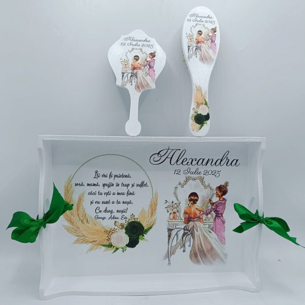 Set Gatitul Miresei, Frunze Verzi, model personalizat, 3 piese - FEIS406012 - imagine 2