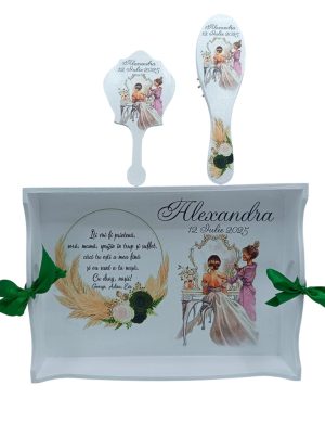 Set Gatitul Miresei, Frunze Verzi, model personalizat, 3 piese – FEIS406012
