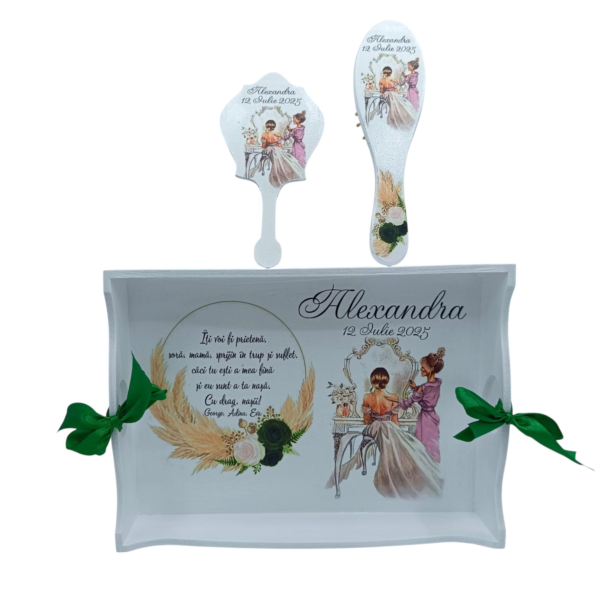 Set Gatitul Miresei Frunze Verzi model personalizat 3 piese FEIS406012 2