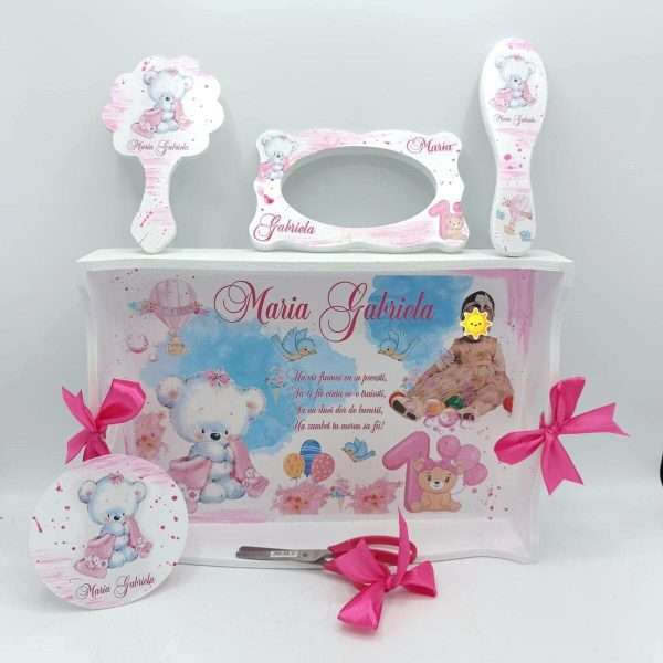 Set Tavita Mot (turta), Fluffy Bear, model personalizat, cu 6 piese FEIS406015 (2)