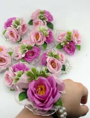 Bratara corsaj pentru domnisoara de onoare, roz – ILIF407014