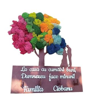 Cadou Cumatri, cuier pentru chei decorat cu licheni – FEIS407024