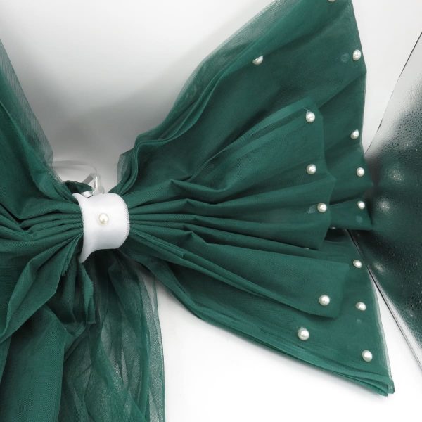 Decor masina pentru nunta, Funda Tulle verde ILIF406029 (6)