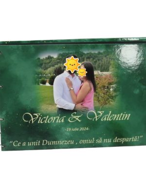 Guest Book – carte mesaje invitati, model deosebit cu verde, personalizat – ILIF407026