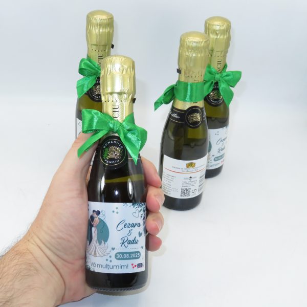 Marturie nunta, Sticluta Vin Spumant - personalizata - ALIF407002 - imagine 3