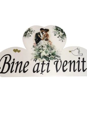 Pancarta nunta, Bine ati venit, tema verde, dim. 89x45 cm ILIF407031 (1)