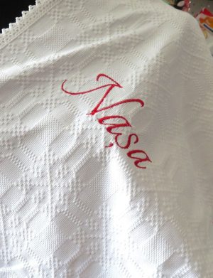 Prosop traditional pentru nunta, brodat Nasa, alb, 200×35 cm – ILIF407028