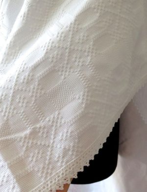 Prosop traditional pentru nunta, brodat Nasa, alb, 200×35 cm – ILIF407028
