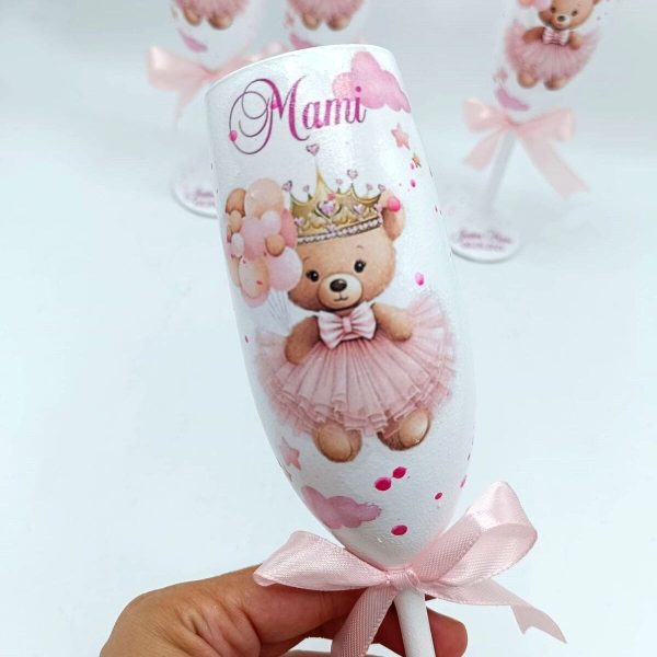 Set 4 pahare botez pentru parinti & nasi, Printesa Ursulet, model personalizat FEIS407022 (2)