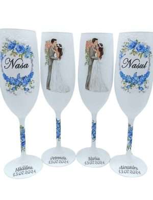 Set 4 pahare personalizate pentru miri si nasi – FEIS407001