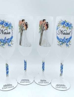 Set 4 pahare personalizate pentru miri si nasi – FEIS407001